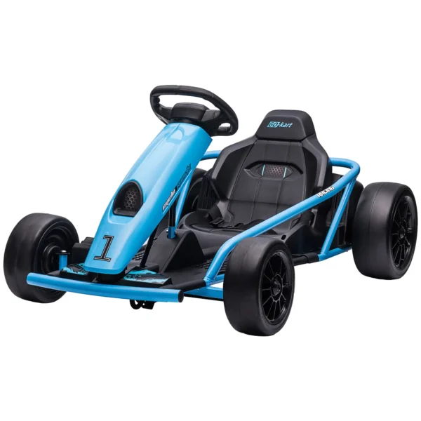 Elektro-Gokart para Niños, Función de Drift, Bocina, Música, Cinturón de Seguridad, Arranque Suave, Azul/Negro - Imagen 2