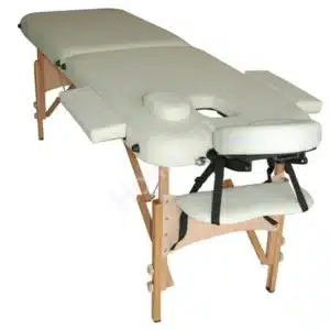 Camilla de Masaje - Color Crema - PU y Madera - 182x60x(61-87)cm