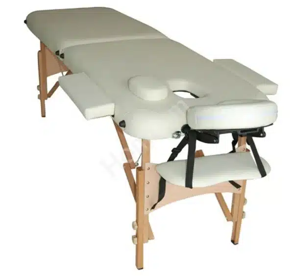 Camilla de Masaje - Color Crema - PU y Madera - 182x60x(61-87)cm