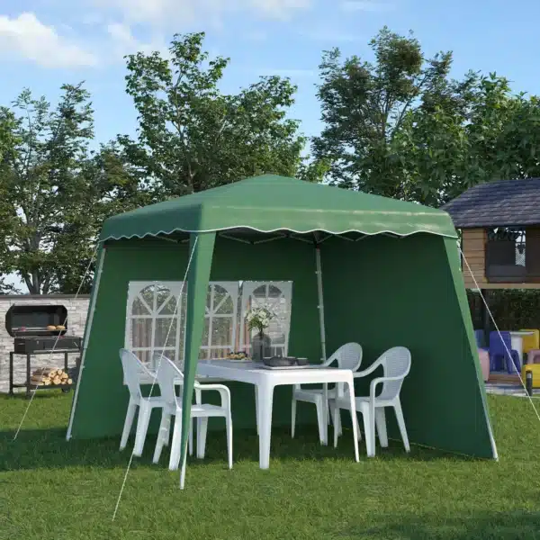 Carpa Plegable con 2 Paredes Laterales 2,89x2,89m Cenador Pabellón de Jardín con Altura Ajustable Protección UV50+ Verde/azul/blanco - Imagen 13