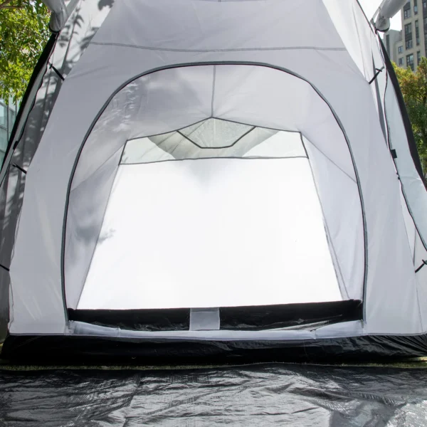Tienda de Campaña Familiar para 4-6 Personas con 2 Ventanas y Bolsa de Transporte Impermeable Anti-UV 590x245x193cm Gris - Imagen 4