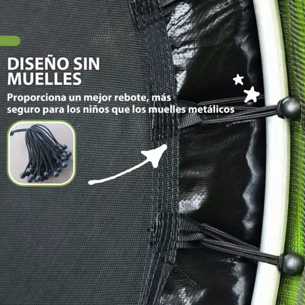 Cama Elástica Infantil Trampolín para Niños de 3-6 Años con Red de Seguridad Carga 45 kg Ø140x190 cm VERDE - Imagen 7
