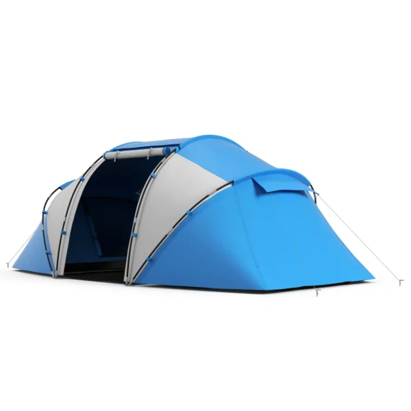 Tienda de Campaña Familiar para 4-6 Personas con 2 Habitaciones y Bolsa de Transporte 430x230x170 cm Azul y Blanco/VERDE - Imagen 2