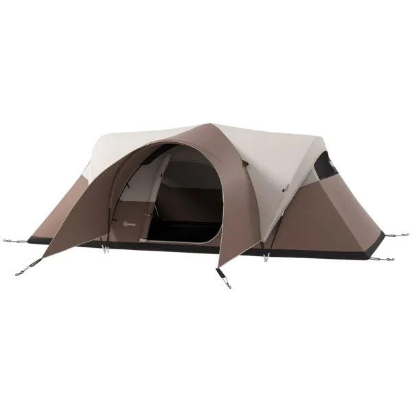Tienda de campaña familiar 5-6 personas impermeable ligera ventilada con saco de transporte, 550x300x198 cm azul/marron/naranja - Imagen 4