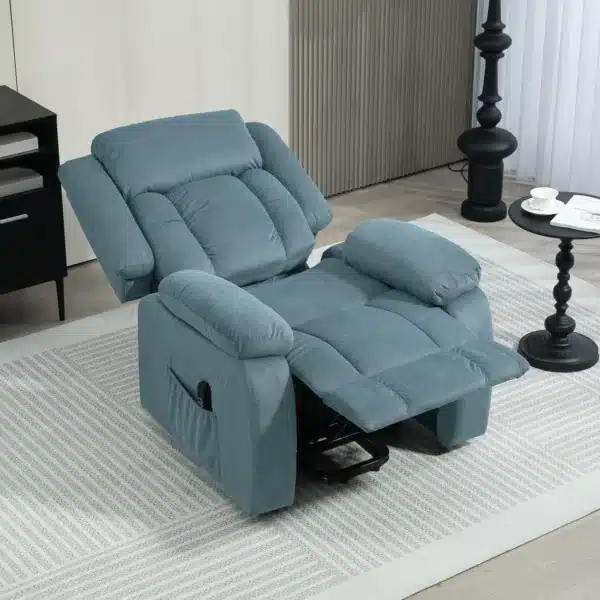 Sillón Relax Reclinable Eléctrico Levanta Personas con Mando a Distancia y Bolsillos Laterales Sillón Elevador Azul - Imagen 5