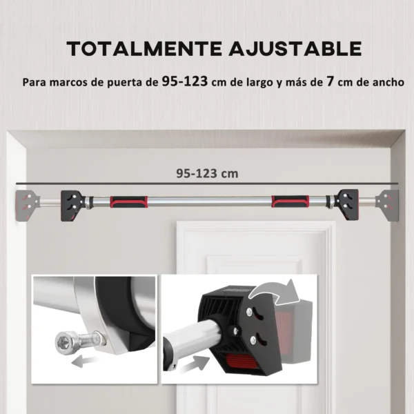 Barra para hacer Dominadas para Puerta Ajustable de 95 cm a 123 cm Carga 200 kg para Ejercicio y Entrenamiento Negro - Imagen 9