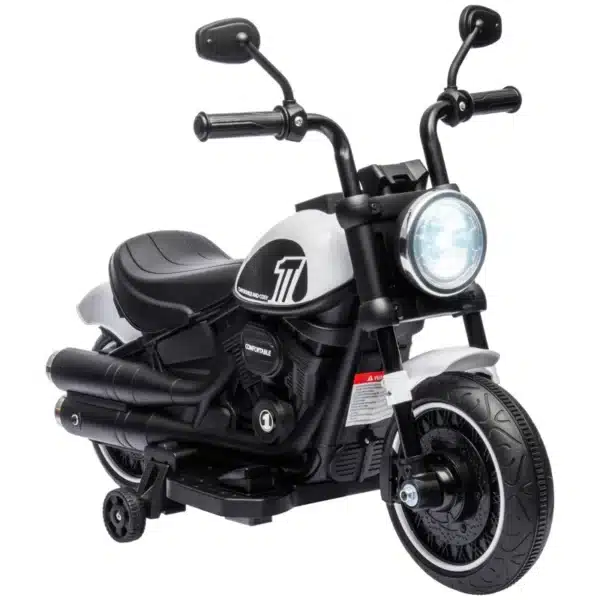 Moto Eléctrica para Niños de 18-36 Meses con Batería 6V Faro y Ruedas Auxiliares Desmontables Blanco/AZUL/ROJO - Imagen 2