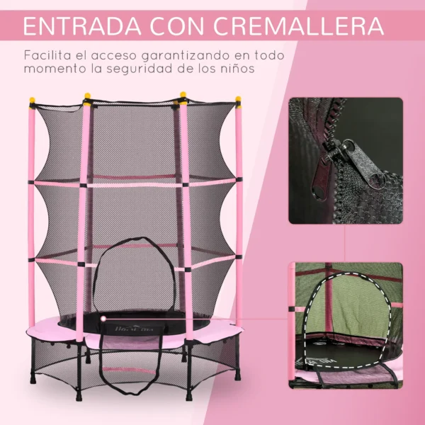 Trampolín para Niños de +3 Años Ø140 cm con Red de Seguridad y Marco de Acero para Interior y Exterior Rosa y Negro/NEGRO/AZUL CAMA ELASTICA - Imagen 8