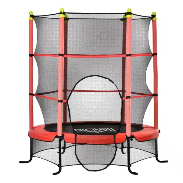 Trampolín para Niños +3 Años con Superficie de Salto Ø110 cm Red de Seguridad y Cubierta Protectora Ø163x163 cm Rojo CAMA ELASTICA - Imagen 2