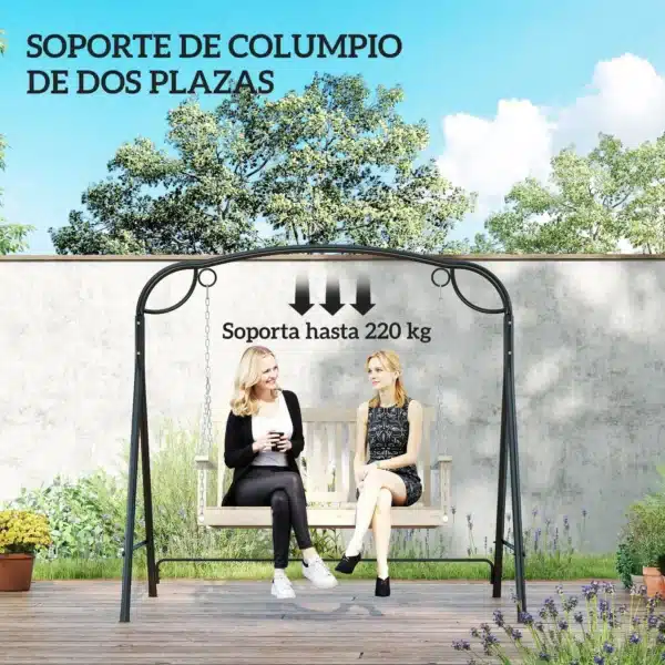 Soporte para Columpio de Metal Estructura Resistente con Patas en A para Exterior 172x126x170 cm Acabado en Bronce - Imagen 9
