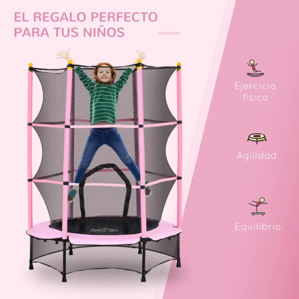 Trampolín para Niños de +3 Años Ø140 cm con Red de Seguridad y Marco de Acero para Interior y Exterior Rosa y Negro/NEGRO/AZUL CAMA ELASTICA - Imagen 5