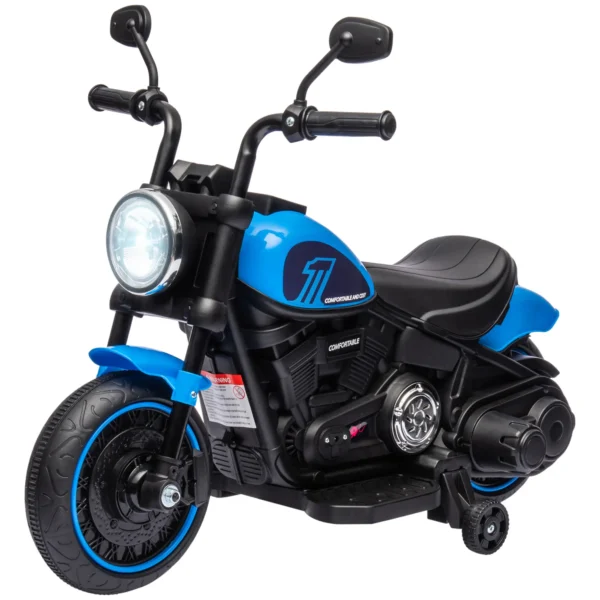 Moto Eléctrica para Niños de 18-36 Meses con Batería 6V Faro y Ruedas Auxiliares Desmontables Blanco/AZUL/ROJO - Imagen 4