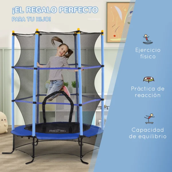 Trampolín para Niños de +3 Años Ø163 cm con Red de Seguridad y Marco de Acero Carga 50 kg para Interior y Exterior Azul/ROJO/NEGRO CAMA ELASTICA - Imagen 6