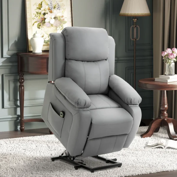 Sillón Relax Levanta Personas Sillón Elevador con Control Remoto Reclinación Eléctrica 160° Reposapiés 76x90x105 cm Gris - Imagen 11
