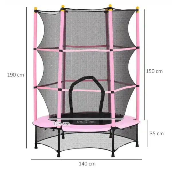 Trampolín para Niños de +3 Años Ø140 cm con Red de Seguridad y Marco de Acero para Interior y Exterior Rosa y Negro/NEGRO/AZUL CAMA ELASTICA - Imagen 9