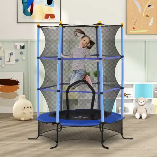 Trampolín para Niños de +3 Años Ø163 cm con Red de Seguridad y Marco de Acero Carga 50 kg para Interior y Exterior Azul/ROJO/NEGRO CAMA ELASTICA - Imagen 11