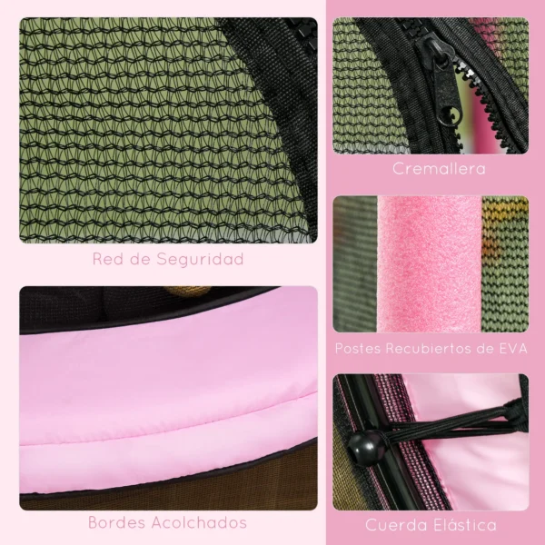 Trampolín para Niños de +3 Años Ø140 cm con Red de Seguridad y Marco de Acero para Interior y Exterior Rosa y Negro/NEGRO/AZUL CAMA ELASTICA - Imagen 6