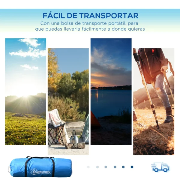 Tienda de Campaña Familiar para 4-6 Personas con 2 Habitaciones y Bolsa de Transporte 430x230x170 cm Azul y Blanco/VERDE - Imagen 6
