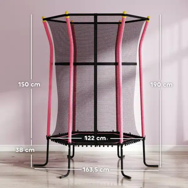 Cama Elástica Infantil Trampolín para Niños +3 Años con Red de Seguridad Ø163,5x190 cm ROSA/AZUL/VERDE/ROJO - Imagen 9