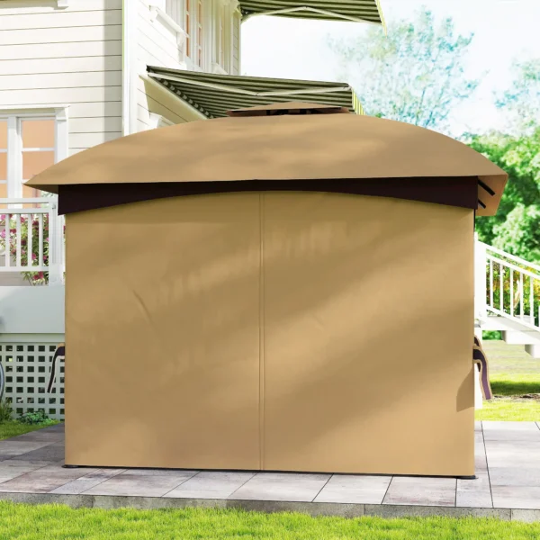 Cenador de Jardín 3,4x3,4 m Gazebo con Protección UV Ventanas de Estilo Iglesia Cortinas y Techo Ventilado Beige - Imagen 4