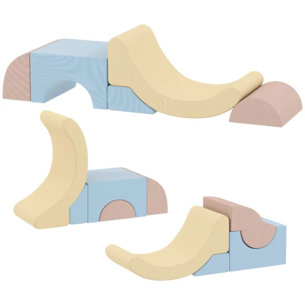 Set 5 Construcciones Blandas para Niños 1,5-8 Años, en Tela Efecto Terciopelo y Esponja, Multicolor - Imagen 6