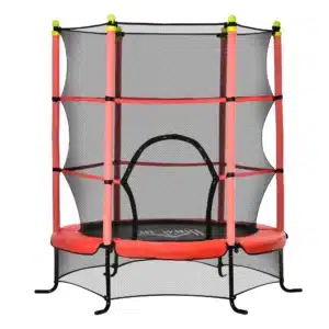 Trampolín para Niños +3 Años con Superficie de Salto Ø110 cm Red de Seguridad y Cubierta Protectora Ø163x163 cm Rojo CAMA ELASTICA