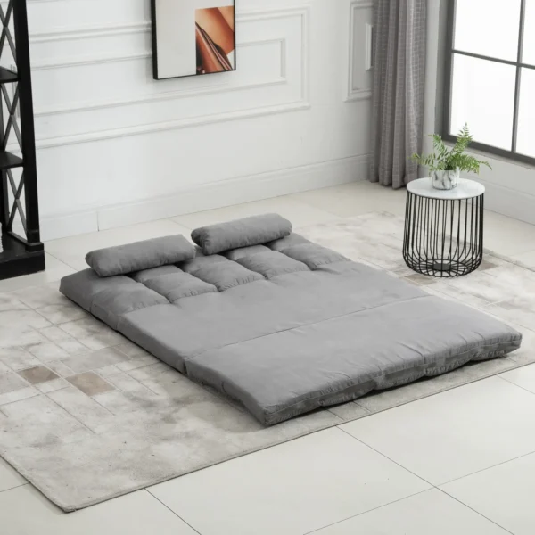 Sofá de Suelo Plegable HOMCOM con Respaldo Reclinable en 7 Niveles y Cojines, Sofá Moderno para TV, Juegos, Lectura, Yoga, Oficina, 130x73x60 cm, Gris Claro - Imagen 6
