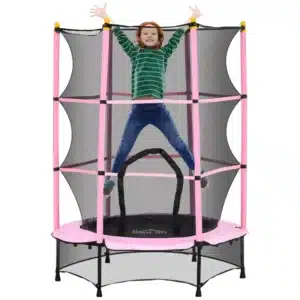 Trampolín para Niños de +3 Años Ø140 cm con Red de Seguridad y Marco de Acero para Interior y Exterior Rosa y Negro/NEGRO/AZUL CAMA ELASTICA