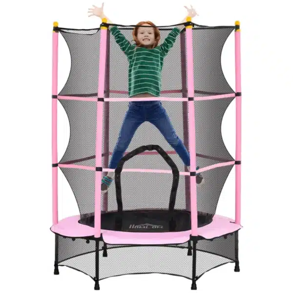 Trampolín para Niños de +3 Años Ø140 cm con Red de Seguridad y Marco de Acero para Interior y Exterior Rosa y Negro/NEGRO/AZUL CAMA ELASTICA