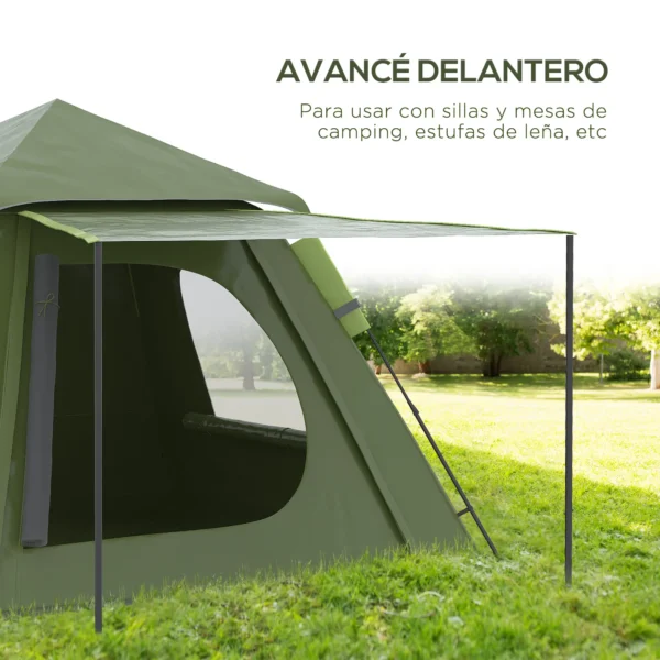 Tienda de Camping Pop-up para 2-3 Personas Impermeable 2000 mm con Bolsa de Trasporte 210x210x150 cm Verde/PLATA - Imagen 7