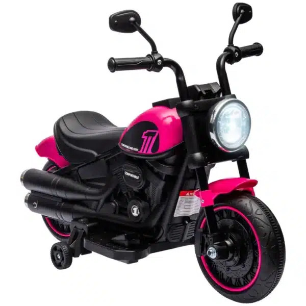 Moto Eléctrica para Niños de 18-36 Meses con Batería 6V Faro y Ruedas Auxiliares Desmontables Blanco/AZUL/ROJO - Imagen 3