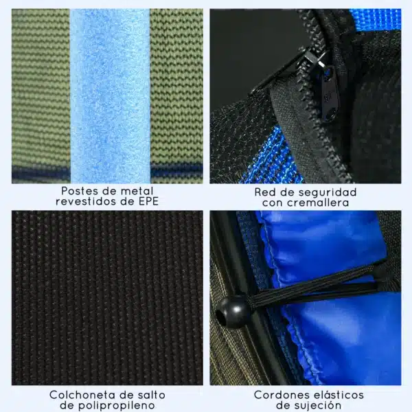 Trampolín para Niños de +3 Años Ø163 cm con Red de Seguridad y Marco de Acero Carga 50 kg para Interior y Exterior Azul/ROJO/NEGRO CAMA ELASTICA - Imagen 7