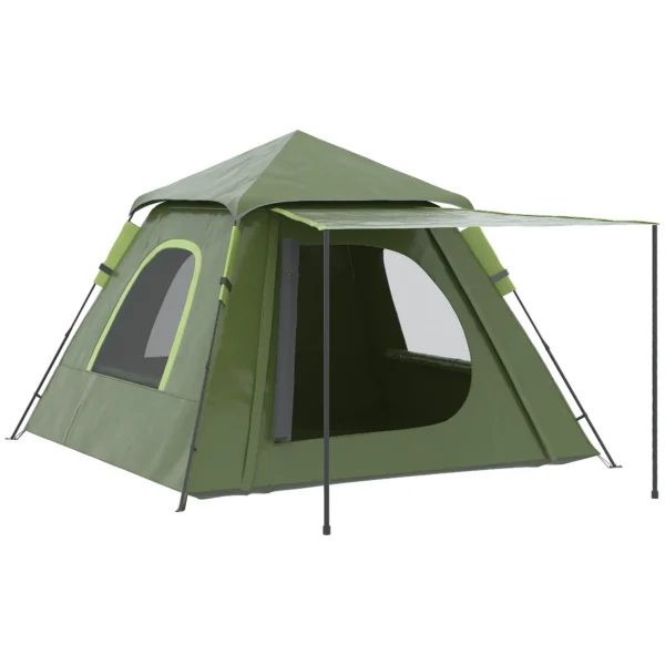 Tienda de Camping Pop-up para 2-3 Personas Impermeable 2000 mm con Bolsa de Trasporte 210x210x150 cm Verde/PLATA - Imagen 3