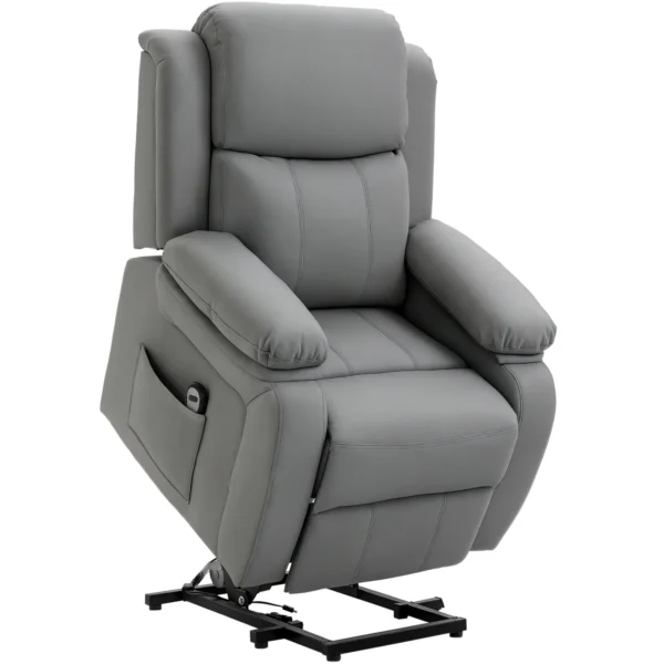 Sillón Relax Levanta Personas Sillón Elevador con Control Remoto Reclinación Eléctrica 160° Reposapiés 76x90x105 cm Gris - Imagen 3