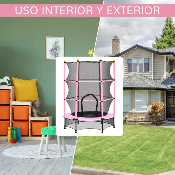 Trampolín para Niños de +3 Años Ø140 cm con Red de Seguridad y Marco de Acero para Interior y Exterior Rosa y Negro/NEGRO/AZUL CAMA ELASTICA - Imagen 7
