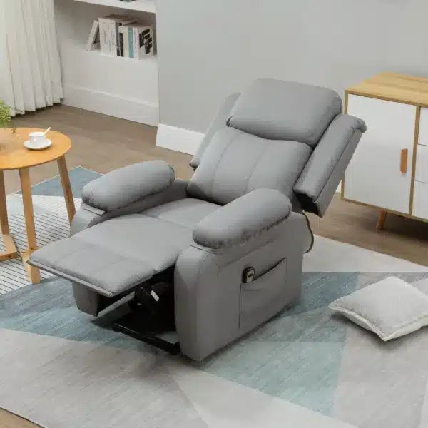 Sillón Relax Levanta Personas Sillón Elevador con Control Remoto Reclinación Eléctrica 160° Reposapiés 76x90x105 cm Gris - Imagen 5