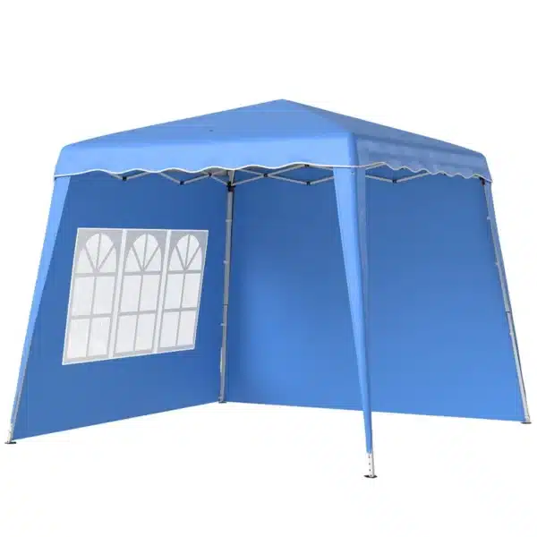 Carpa Plegable con 2 Paredes Laterales 2,89x2,89m Cenador Pabellón de Jardín con Altura Ajustable Protección UV50+ Verde/azul/blanco - Imagen 3