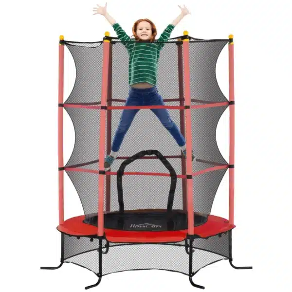 Trampolín para Niños de +3 Años Ø163 cm con Red de Seguridad y Marco de Acero Carga 50 kg para Interior y Exterior Azul/ROJO/NEGRO CAMA ELASTICA - Imagen 14
