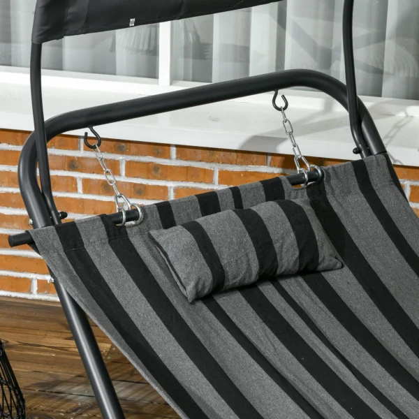Tumbona cama hamaca de acero y poliéster con toldo, cojín y ruedas 240x92x148 cm Enviado por MH France - Imagen 5