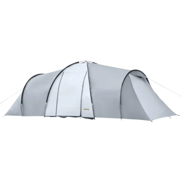 Tienda de Campaña Familiar para 4-6 Personas con 2 Ventanas y Bolsa de Transporte Impermeable Anti-UV 590x245x193cm Gris - Imagen 2