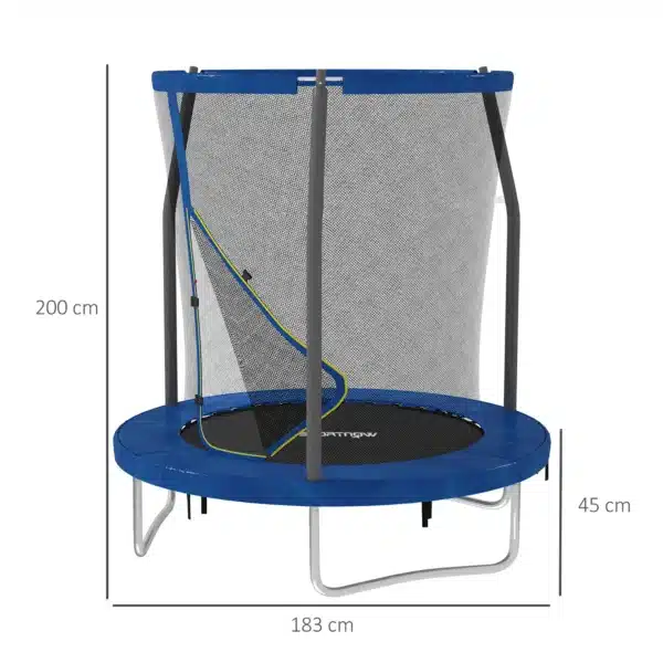 Trampolín para niños trampolines de jardín con red de seguridad estructura de acero 183x200 cm Azul CAMA ELASTICA - Imagen 6