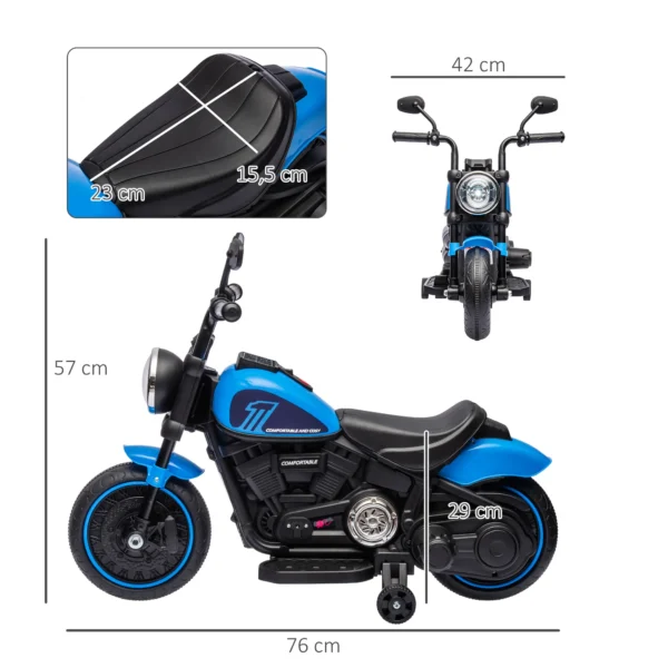 Moto Eléctrica para Niños de 18-36 Meses con Batería 6V Faro y Ruedas Auxiliares Desmontables Blanco/AZUL/ROJO - Imagen 8