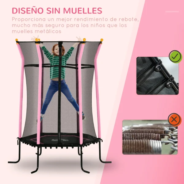 Cama Elástica Infantil Trampolín para Niños +3 Años con Red de Seguridad Ø163,5x190 cm ROSA/AZUL/VERDE/ROJO - Imagen 8