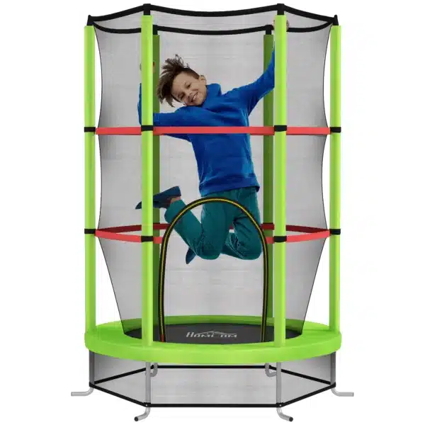 Cama Elástica Infantil Trampolín para Niños de 3-6 Años con Red de Seguridad Carga 45 kg Ø140x190 cm VERDE - Imagen 4