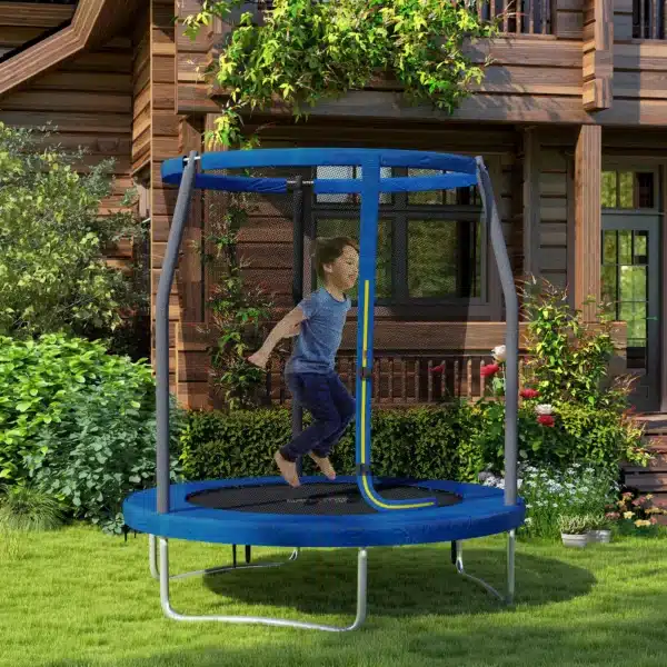 Trampolín para niños trampolines de jardín con red de seguridad estructura de acero 183x200 cm Azul CAMA ELASTICA - Imagen 7