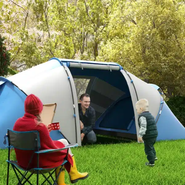 Tienda de Campaña Familiar para 4-6 Personas con 2 Habitaciones y Bolsa de Transporte 430x230x170 cm Azul y Blanco/VERDE - Imagen 11