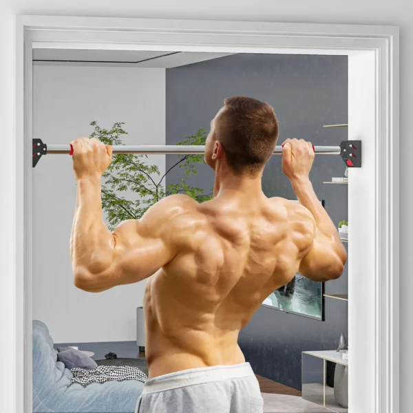 Barra para hacer Dominadas para Puerta Ajustable de 95 cm a 123 cm Carga 200 kg para Ejercicio y Entrenamiento Negro - Imagen 11