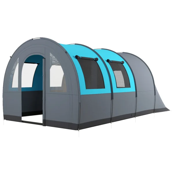 Tienda de Campaña Plegable para 5-6 Personas con 2 Habitaciones y Bolsa de Transporte Impermeable 480x260x200 cm Gris - Imagen 2