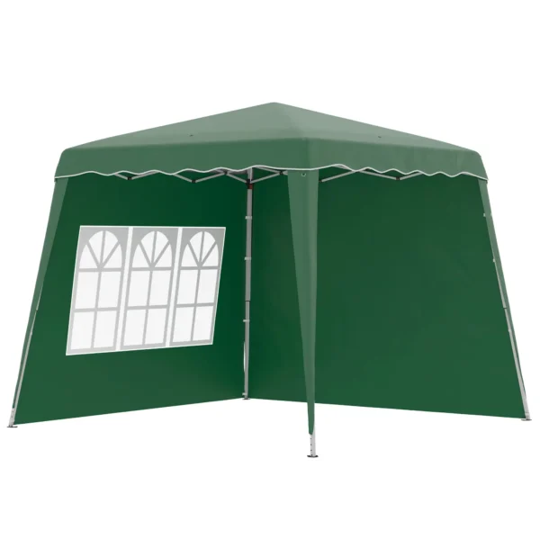Carpa Plegable con 2 Paredes Laterales 2,89x2,89m Cenador Pabellón de Jardín con Altura Ajustable Protección UV50+ Verde/azul/blanco - Imagen 5