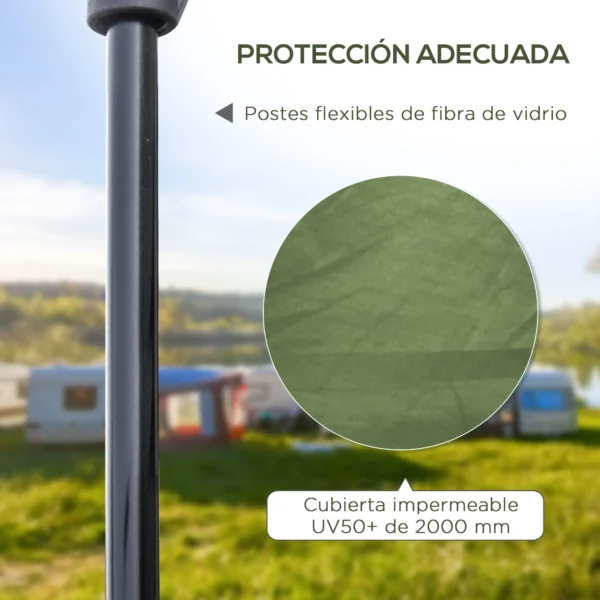 Tienda de Camping Pop-up para 2-3 Personas Impermeable 2000 mm con Bolsa de Trasporte 210x210x150 cm Verde/PLATA - Imagen 6